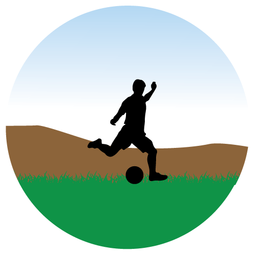 improved leagues graphic - player kicking a ball